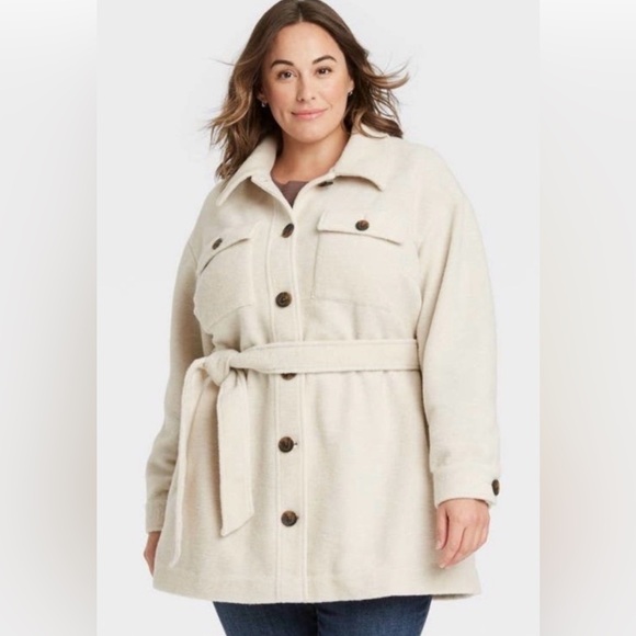 Ava & Viv Cream Shacket Size 1X - Picture 1 of 11